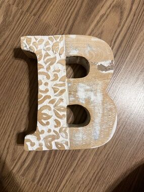 T.J.Maxx White and Natural Wood Decorative Letter B